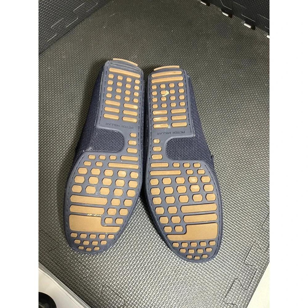 Peter Millar Penny Driving Loafers Mens 10 Navy Blue Knit MA23F49 Slip On Shoes